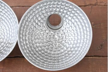 《引っ掛けシーリング式ペンダントライト加工費込み》　和製アンティーク　個性的なデザインで存在感抜群!アルミ製のランプシェード2個セット(ペンダントライト、吊り下げ照明、天井照明、電笠)(R-084136)