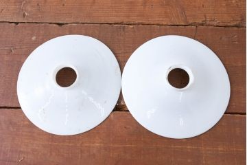 《引っ掛けシーリング式ペンダントライト加工費込み》　和製アンティーク　シンプルなフォルムで使いやすい平笠照明2個セット(天井照明、吊り下げ照明、ペンダントライト、シェード、電笠)(R-084140)