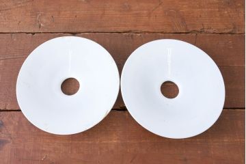 《引っ掛けシーリング式ペンダントライト加工費込み》　和製アンティーク　シンプルなフォルムで使いやすい平笠照明2個セット(天井照明、吊り下げ照明、ペンダントライト、シェード、電笠)(R-084140)