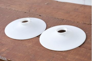 《引っ掛けシーリング式ペンダントライト加工費込み》　和製アンティーク　シンプルなフォルムで使いやすい平笠照明2個セット(天井照明、吊り下げ照明、ペンダントライト、シェード、電笠)(R-084141)