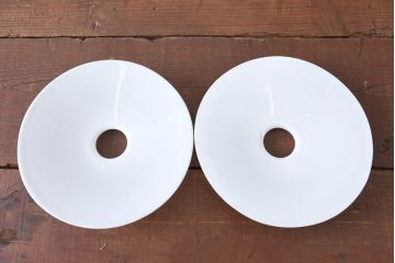 《引っ掛けシーリング式ペンダントライト加工費込み》　和製アンティーク　シンプルなフォルムで使いやすい平笠照明2個セット(天井照明、吊り下げ照明、ペンダントライト、シェード、電笠)(R-084141)