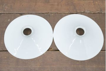《引っ掛けシーリング式ペンダントライト加工費込み》　和製アンティーク　シンプルなフォルムで使いやすい平笠照明2個セット(天井照明、吊り下げ照明、ペンダントライト、シェード、電笠)(R-084142)