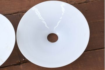 《引っ掛けシーリング式ペンダントライト加工費込み》　和製アンティーク　シンプルなフォルムで使いやすい平笠照明2個セット(天井照明、吊り下げ照明、ペンダントライト、シェード、電笠)(R-084142)