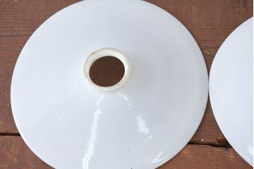 《引っ掛けシーリング式ペンダントライト加工費込み》　和製アンティーク　シンプルなフォルムで使いやすい平笠照明2個セット(天井照明、吊り下げ照明、ペンダントライト、シェード、電笠)(R-084144)