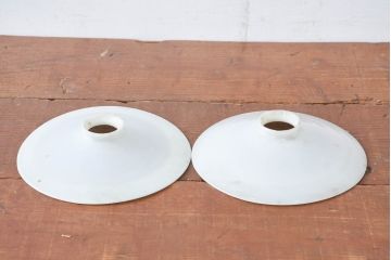 《引っ掛けシーリング式ペンダントライト加工費込み》　和製アンティーク　シンプルなフォルムで使いやすい平笠照明2個セット(天井照明、吊り下げ照明、ペンダントライト、シェード、電笠)(R-084145)