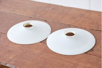 《引っ掛けシーリング式ペンダントライト加工費込み》　和製アンティーク　シンプルなフォルムで使いやすい平笠照明2個セット(天井照明、吊り下げ照明、ペンダントライト、シェード、電笠)(R-084147)