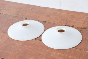 《引っ掛けシーリング式ペンダントライト加工費込み》　和製アンティーク　シンプルなフォルムで使いやすい平笠照明2個セット(天井照明、吊り下げ照明、ペンダントライト、シェード、電笠)(R-084148)