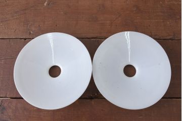 《引っ掛けシーリング式ペンダントライト加工費込み》　和製アンティーク　シンプルなフォルムで使いやすい平笠照明2個セット(天井照明、吊り下げ照明、ペンダントライト、シェード、電笠)(R-084148)