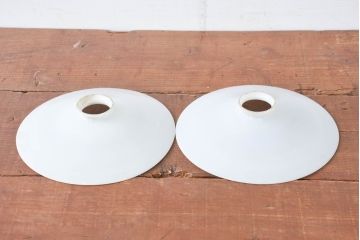 《引っ掛けシーリング式ペンダントライト加工費込み》　和製アンティーク　シンプルなフォルムで使いやすい平笠照明2個セット(天井照明、吊り下げ照明、ペンダントライト、シェード、電笠)(R-084149)