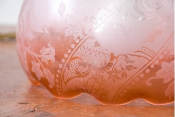 《引っ掛けシーリング式ペンダントライト加工費込み》　ビンテージ照明　可憐なグラデーションで彩るペンダントライト2個セット　(R-084174)