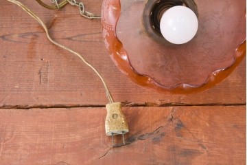 《引っ掛けシーリング式ペンダントライト加工費込み》　ビンテージ照明　可憐なグラデーションで彩るペンダントライト2個セット　(R-084174)