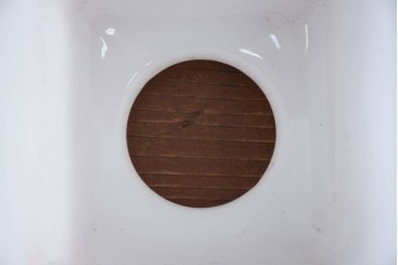 《引っ掛けシーリング式ペンダントライト加工費込み》　和製アンティーク　柔らかな光を灯す四角フォルムのぺンダントライト　(R-084195)