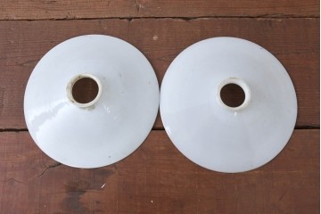 《引っ掛けシーリング式ペンダントライト加工費込み》　和製アンティーク　広がりフォルムが美しい平笠照明2個セット　(R-084199)