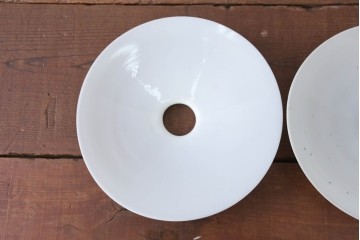 《引っ掛けシーリング式ペンダントライト加工費込み》　和製アンティーク　広がりフォルムが美しい平笠照明2個セット　(R-084200)