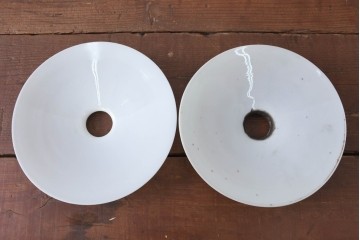 《引っ掛けシーリング式ペンダントライト加工費込み》　和製アンティーク　広がりフォルムが美しい平笠照明2個セット　(R-084200)