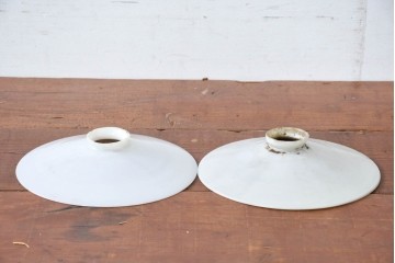 《引っ掛けシーリング式ペンダントライト加工費込み》　和製アンティーク　広がりフォルムが美しい平笠照明2個セット　(R-084200)