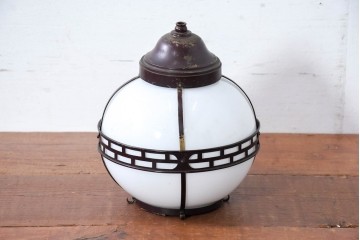 《引っ掛けシーリング式ペンダントライト加工費込み》　和製アンティーク　真鍮(しんちゅう)飾り　大正ロマンの雰囲気を高める天井照明　(R-084201)