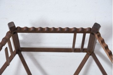 《引っ掛けシーリング式ペンダントライト加工費込み》　和製ヴィンテージ 　幾何学的な骨組みと波形意匠が印象的な凝った作りの木製照明　(R-084202)