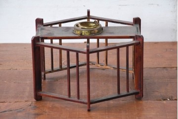 《引っ掛けシーリング式ペンダントライト加工費込み》　和製アンティーク　昭和初期　和の趣あふれる木製電笠のペンダントライト　(R-084203)