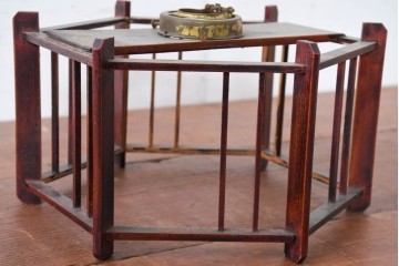 《引っ掛けシーリング式ペンダントライト加工費込み》　和製アンティーク　昭和初期　和の趣あふれる木製電笠のペンダントライト　(R-084203)