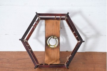 《引っ掛けシーリング式ペンダントライト加工費込み》　和製アンティーク　昭和初期　和の趣あふれる木製電笠のペンダントライト　(R-084203)