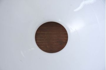 《引っ掛けシーリング式ペンダントライト加工費込み》　和製アンティーク　オパールガラスの上品な艶めきと雷模様の美しい装飾が魅力的な天井照明　(R-084204)