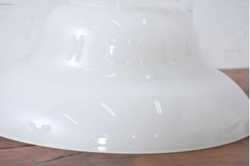 《引っ掛けシーリング式ペンダントライト加工費込み》　和製アンティーク　特大!!　昭和レトロなミルクガラスのペンダントライト　(R-084206)