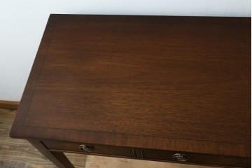 イギリスアンティーク　マホガニー材　収納引き出し付きのシンプルなコンソールテーブル　(R-084215)