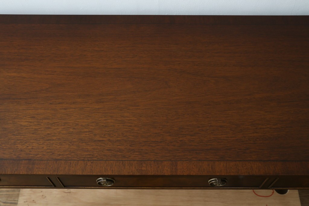 イギリスアンティーク　マホガニー材　収納引き出し付きのシンプルなコンソールテーブル　(R-084215)