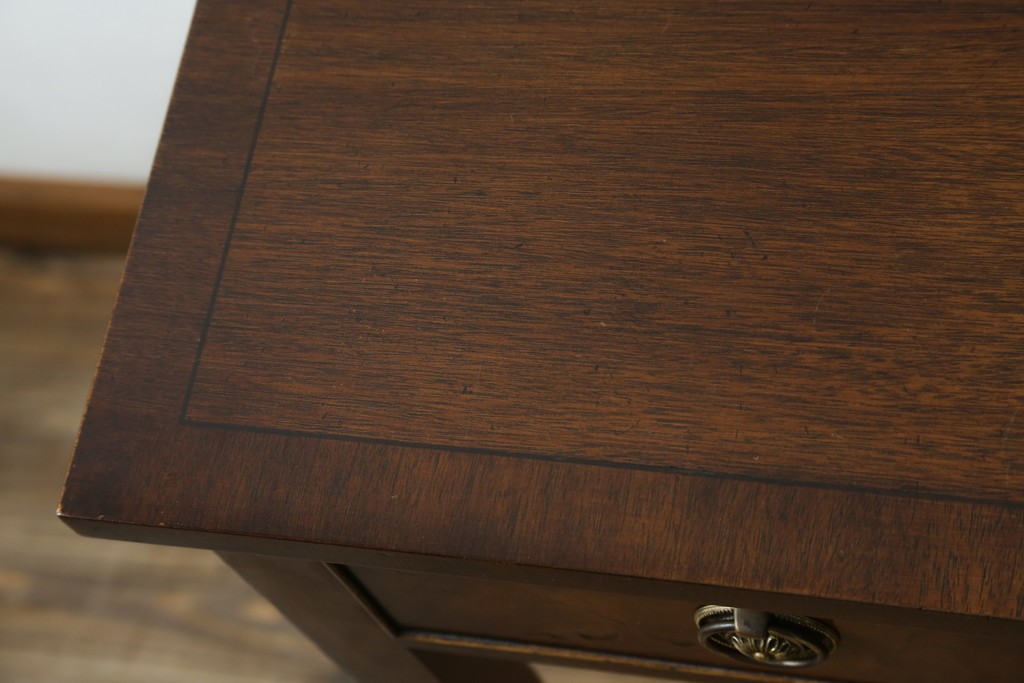 イギリスアンティーク　マホガニー材　収納引き出し付きのシンプルなコンソールテーブル　(R-084215)