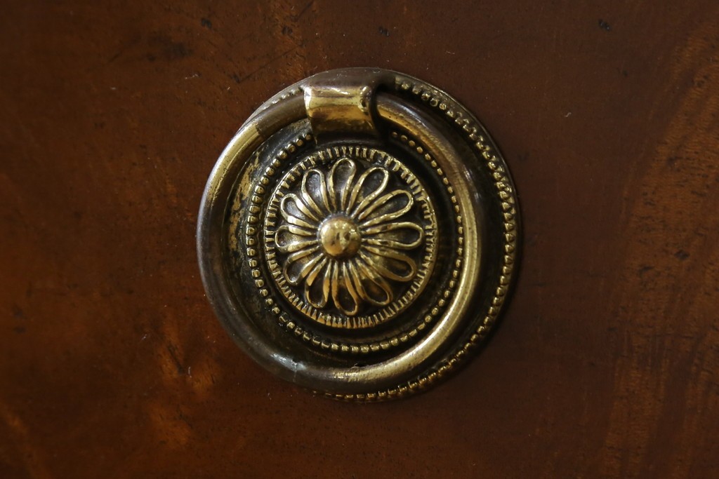 イギリスアンティーク　マホガニー材　収納引き出し付きのシンプルなコンソールテーブル　(R-084215)