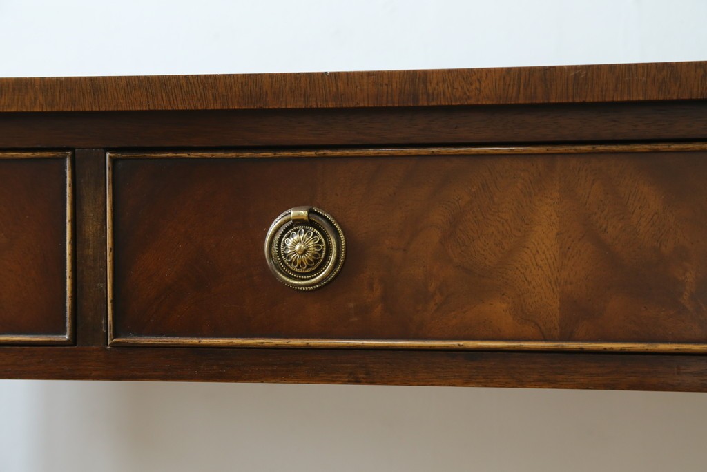 イギリスアンティーク　マホガニー材　収納引き出し付きのシンプルなコンソールテーブル　(R-084215)