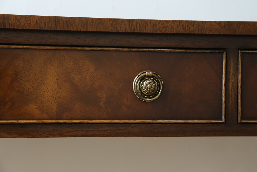 イギリスアンティーク　マホガニー材　収納引き出し付きのシンプルなコンソールテーブル　(R-084215)