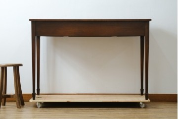 イギリスアンティーク　マホガニー材　収納引き出し付きのシンプルなコンソールテーブル　(R-084215)