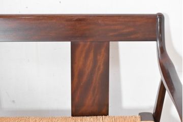 中古　美品‼　松本民芸家具　#77型 ラッシ座(ガマ座)の二人掛け曲肘イス(ラッシチェア、アームベンチ、ソファ、椅子)(定価約36万円)(R-084216)
