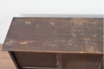 和製アンティーク　希少デザイン‼　古い商家で使われていた作りの良い帳場ローボード(テレビ台、テレビボード、サイドボード、リビングボード、収納棚)(R-084217)
