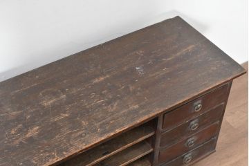 和製アンティーク　希少デザイン‼　古い商家で使われていた作りの良い帳場ローボード(テレビ台、テレビボード、サイドボード、リビングボード、収納棚)(R-084217)