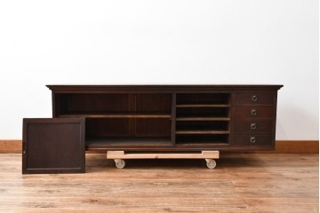 和製アンティーク　希少デザイン!!　古い商家で使われていた作りの良い帳場ローボード　(R-084217)