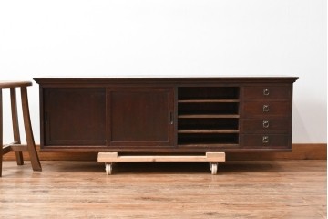 和製アンティーク　希少デザイン!!　古い商家で使われていた作りの良い帳場ローボード　(R-084217)