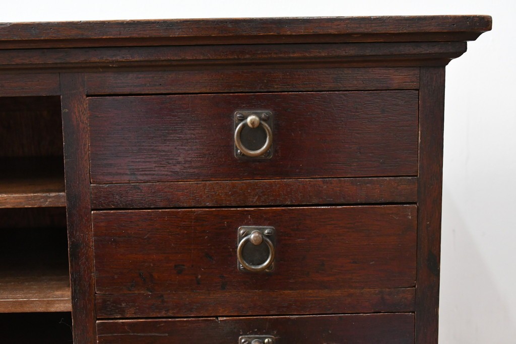 和製アンティーク　希少デザイン!!　古い商家で使われていた作りの良い帳場ローボード　(R-084217)