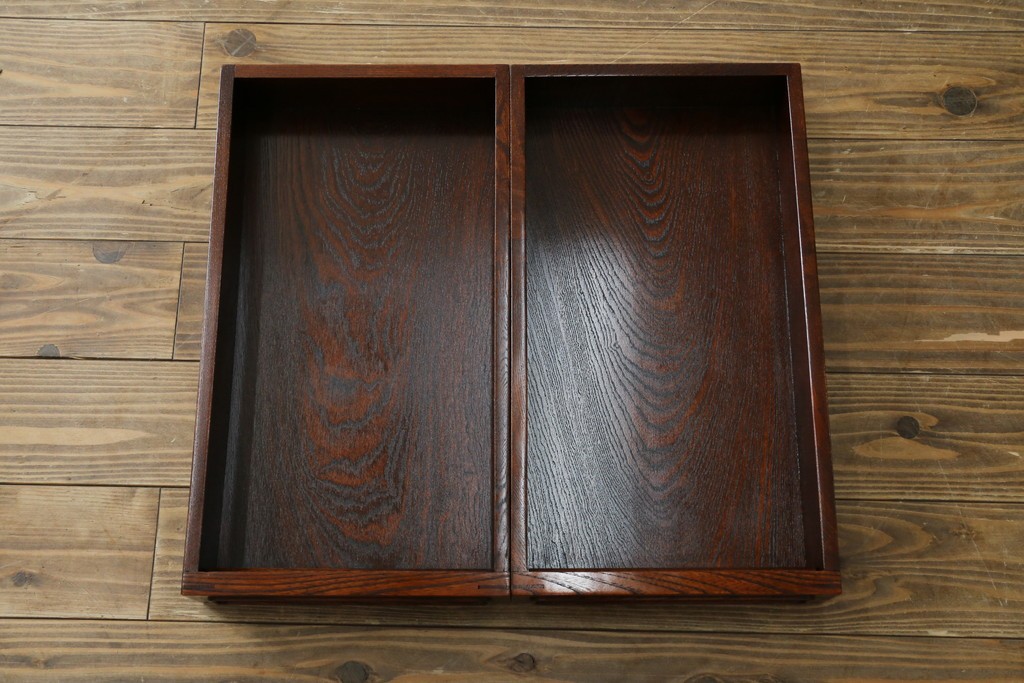 中古　超美品　総欅(ケヤキ)材　漆塗り　趣ある木目が美しい大振りな囲炉裏テーブル　(R-084221)