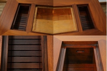 中古　超美品　総欅(ケヤキ)材　漆塗り　趣ある木目が美しい大振りな囲炉裏テーブル　(R-084221)