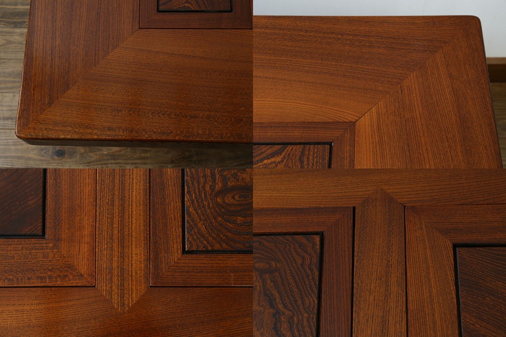 中古　超美品　総欅(ケヤキ)材　漆塗り　趣ある木目が美しい大振りな囲炉裏テーブル　(R-084221)