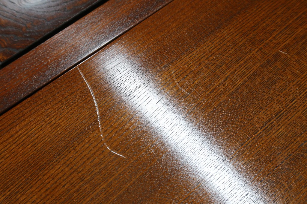 中古　超美品　総欅(ケヤキ)材　漆塗り　趣ある木目が美しい大振りな囲炉裏テーブル　(R-084221)