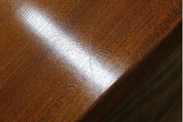 中古　超美品　総欅(ケヤキ)材　漆塗り　趣ある木目が美しい大振りな囲炉裏テーブル　(R-084221)