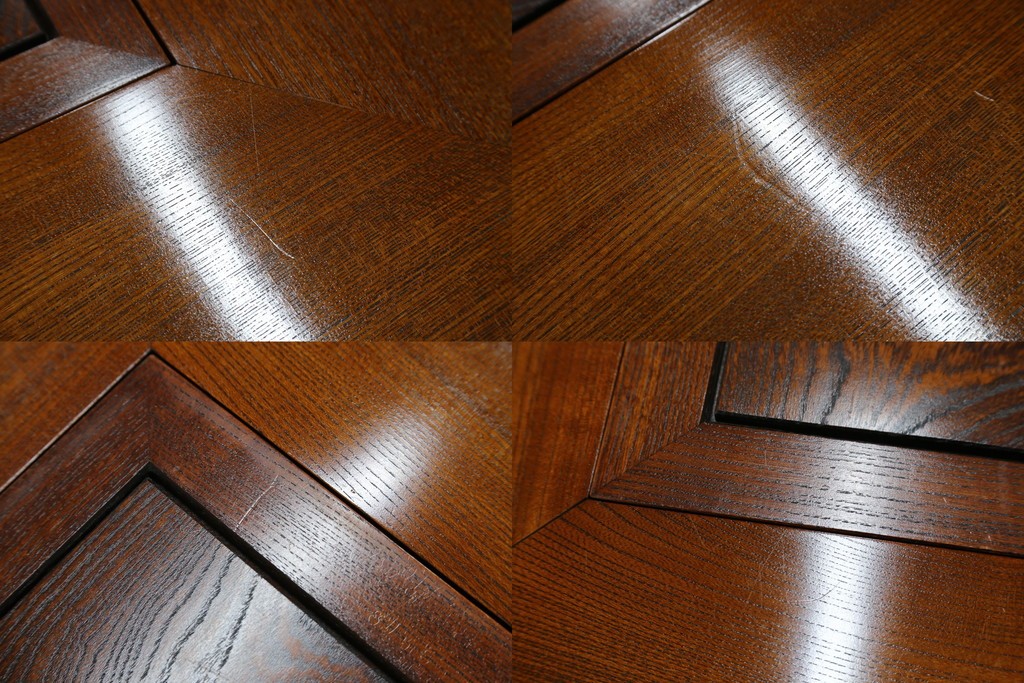 中古　超美品　総欅(ケヤキ)材　漆塗り　趣ある木目が美しい大振りな囲炉裏テーブル　(R-084221)