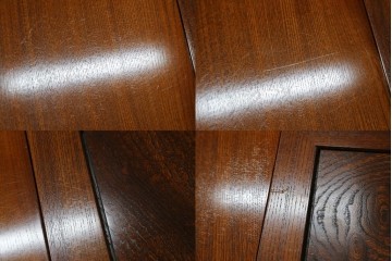 中古　超美品　総欅(ケヤキ)材　漆塗り　趣ある木目が美しい大振りな囲炉裏テーブル　(R-084221)