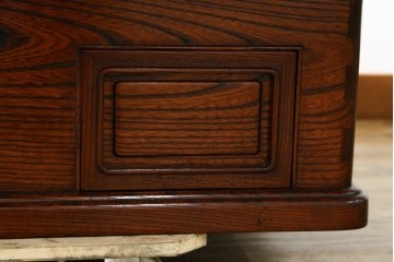 中古　超美品　総欅(ケヤキ)材　漆塗り　趣ある木目が美しい大振りな囲炉裏テーブル　(R-084221)