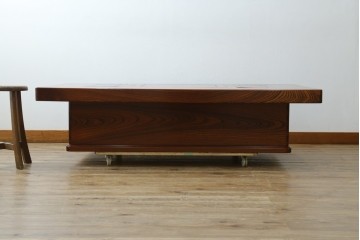 中古　超美品　総欅(ケヤキ)材　漆塗り　趣ある木目が美しい大振りな囲炉裏テーブル　(R-084221)