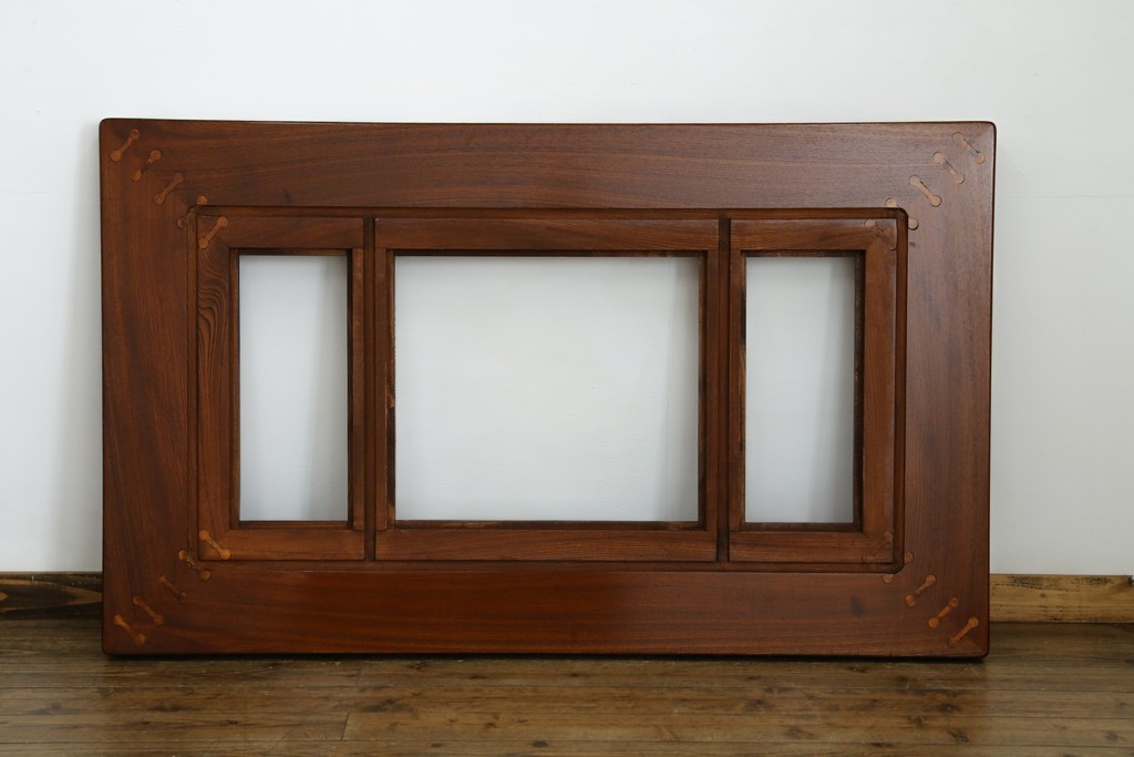 中古　超美品　総欅(ケヤキ)材　漆塗り　趣ある木目が美しい大振りな囲炉裏テーブル　(R-084221)